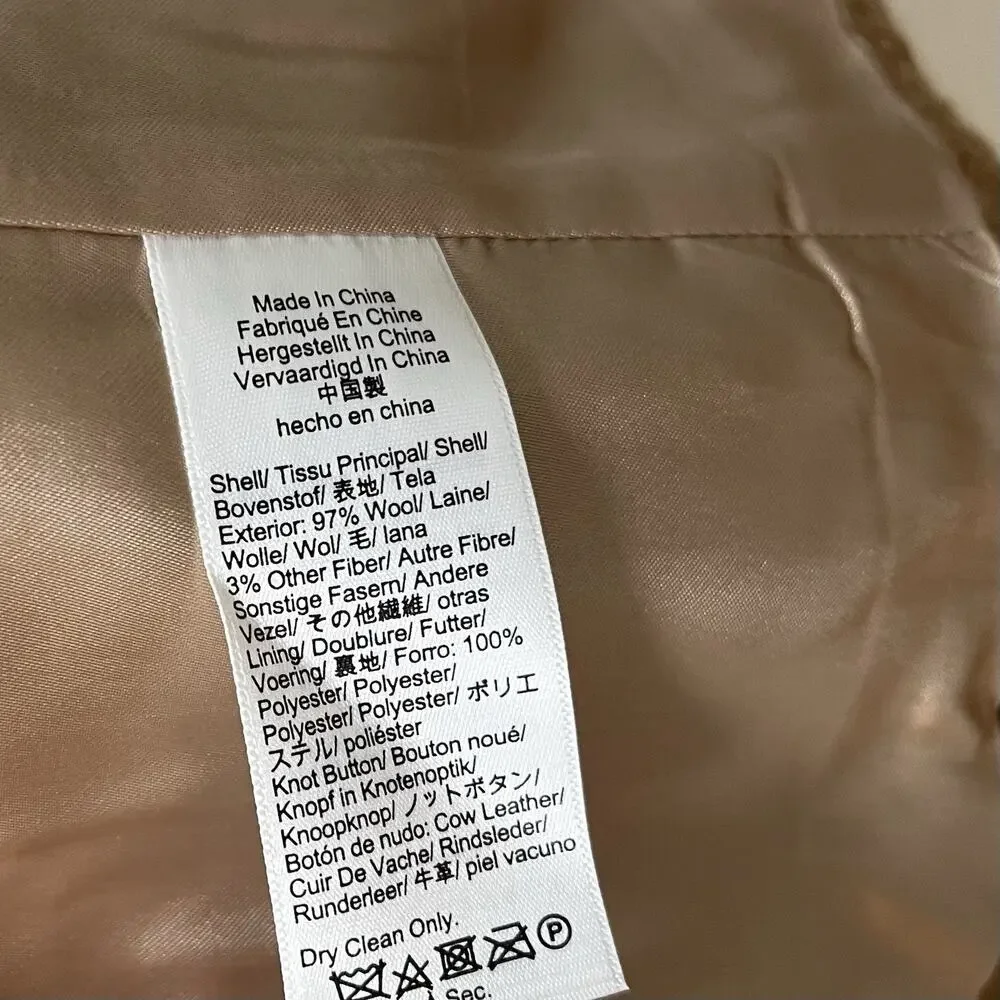 J Crew Womens Melton Wool Double Breasted Classic Peacoat Coat Size 4 Soft Brown